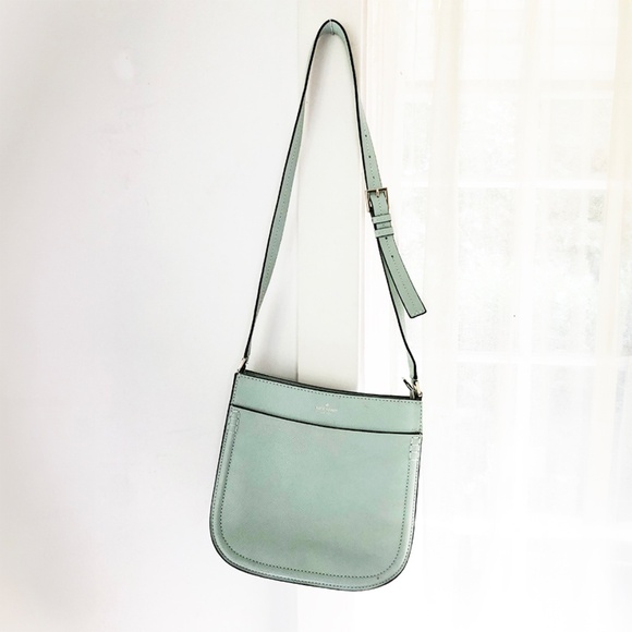 Kate Spade Messenger Bag Leather Crossbody -Misty Mint - Picture 1 of 9